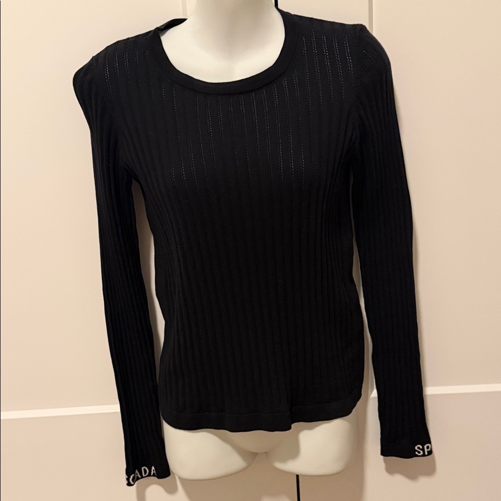 Escada Black Ribbed Long Sleeve Top